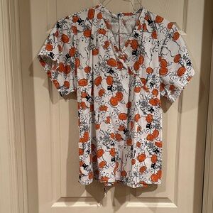 Women's Halloween Scrub Top